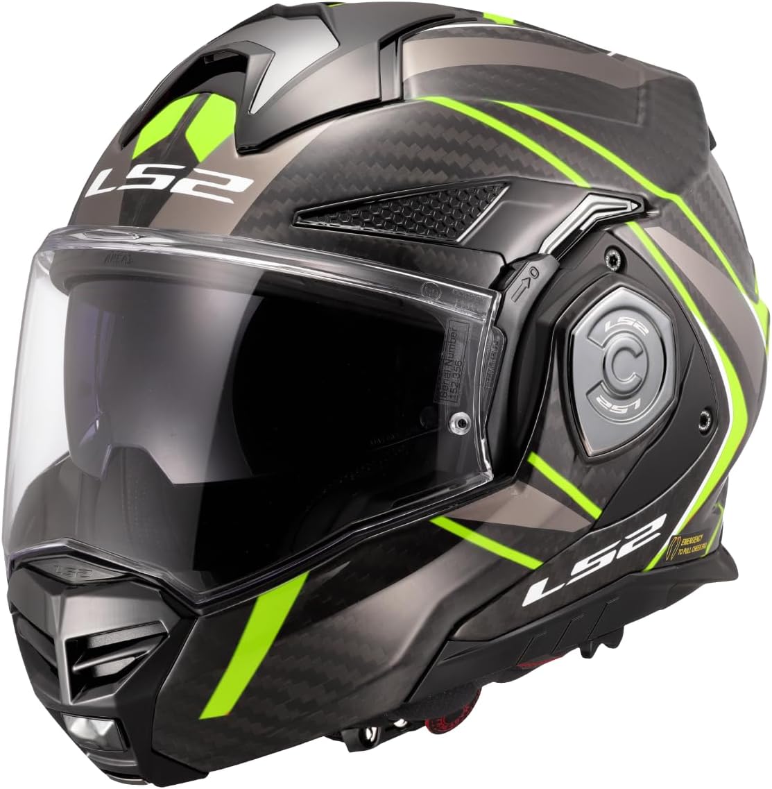 LS2 FF901 ADVANT X Carbon Flip Front Helmet - Future II Yellow