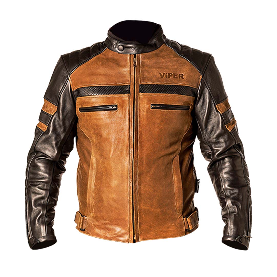 ViPER Pier Leather Mens Jacket Black/Brown