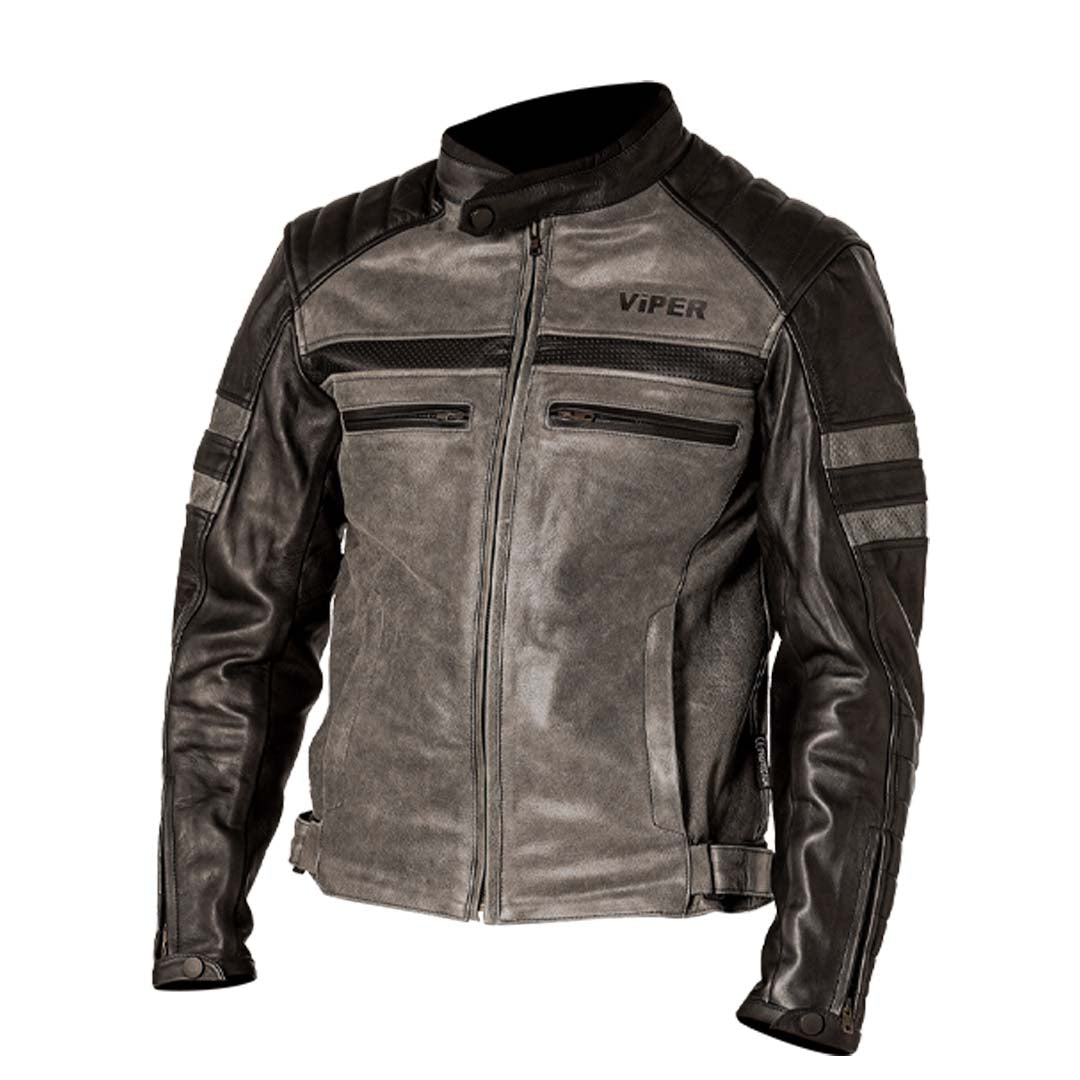 ViPER Pier Leather Mens Jacket CE Black/Grey