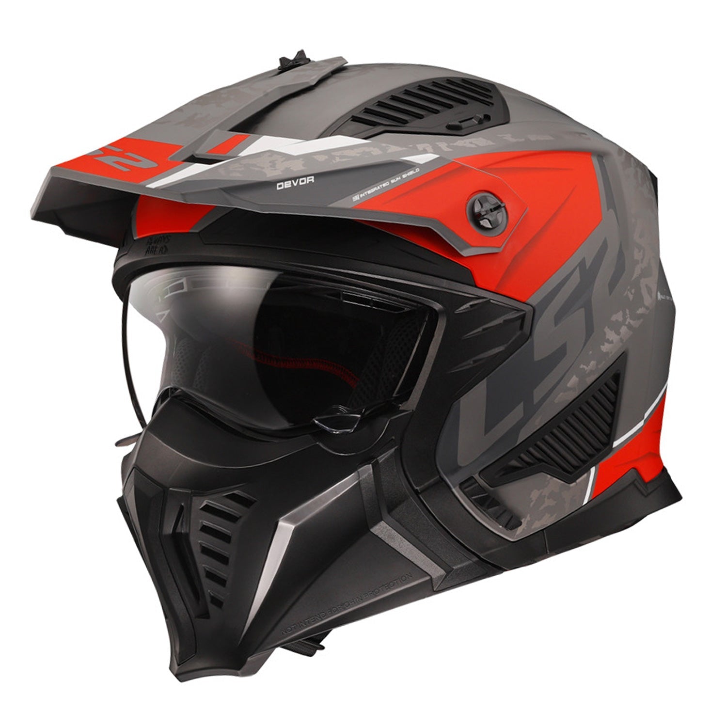 LS2 OF606 Drifter Devor Helmet - Silver Titanium Red