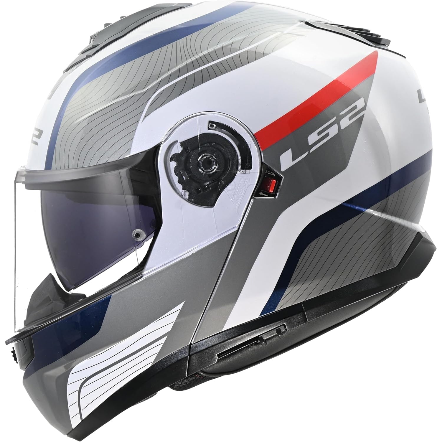 LS2 FF908 STROBE II MONZA Flip Up Helmet - White Blue Red
