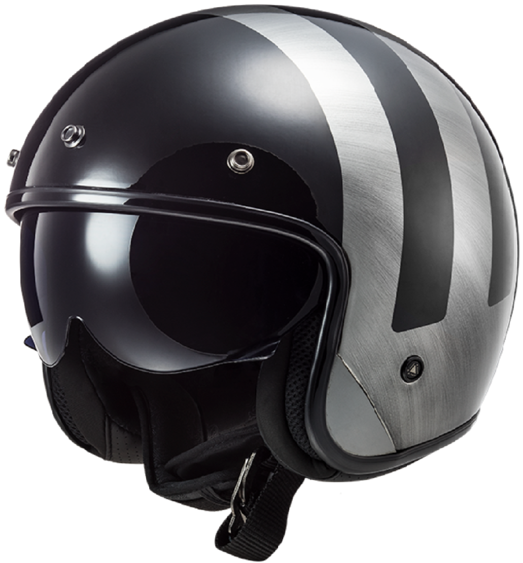 LS2 OF601 BOB II Open Face Helmet - Black Jeans