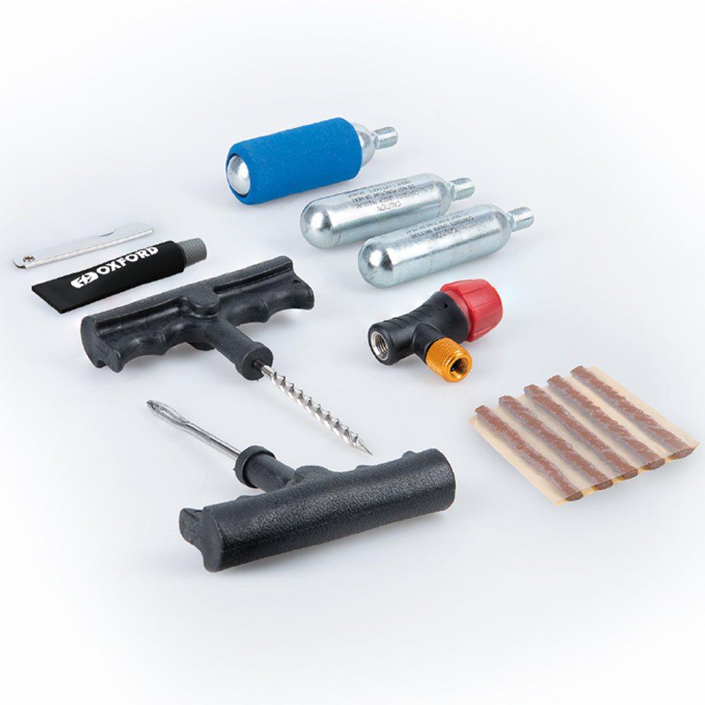 Oxford CO2 Tubeless Tyre Puncture Repair Kit for Motorcycle, Motorbike