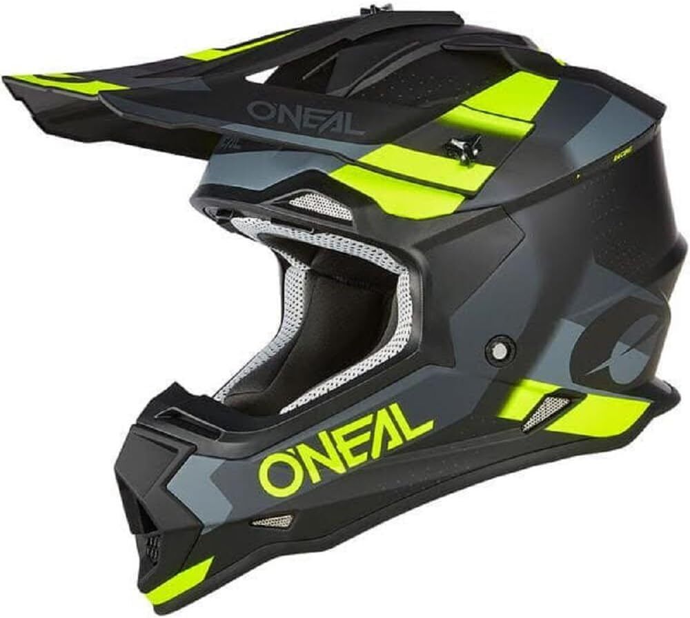 Oneal 2SRS Spyde Adult Motocross Helmet - Grey/Neon Yellow