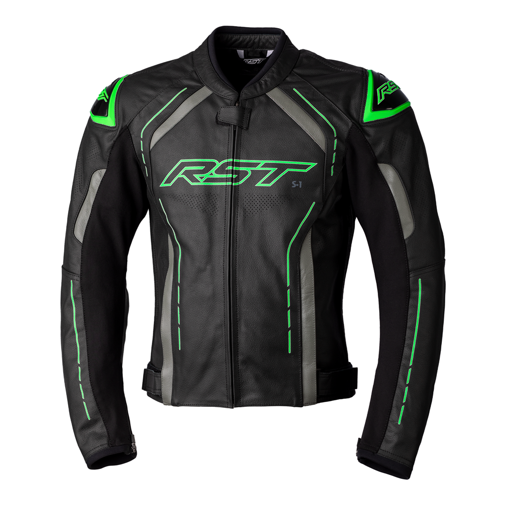 RST S1 CE Mens Leather Jacket - Neon Green