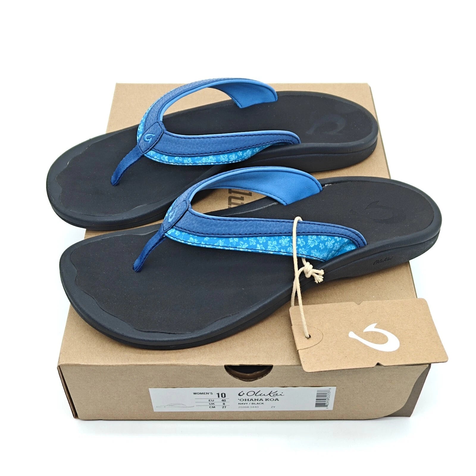 OluKai Women's Ohana Koa 20368 Navy/Black Flip Flop Beach Sandals SZ 6/7/8/9/10