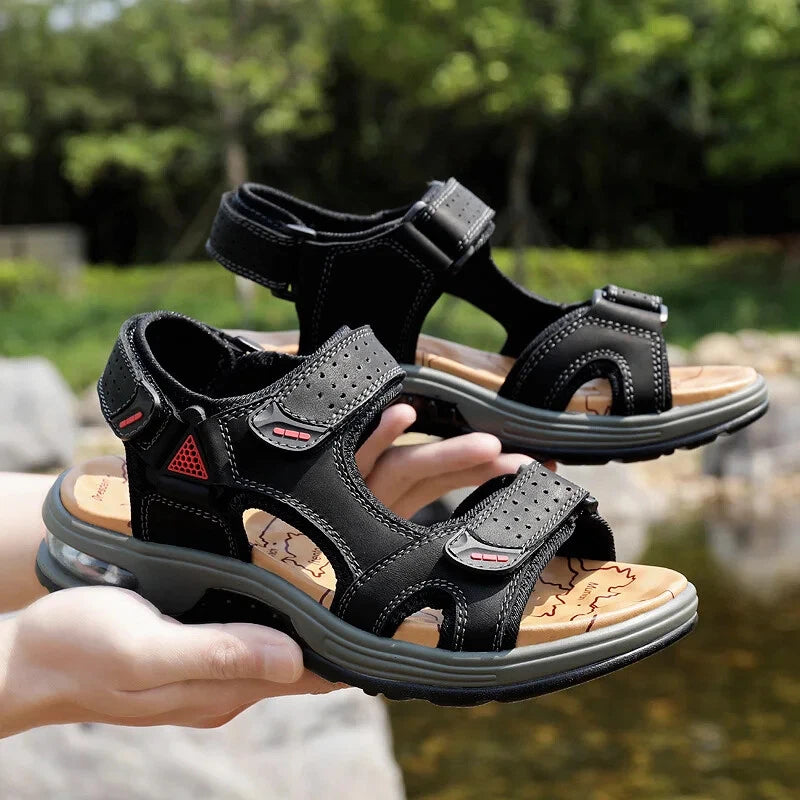 Comfortable Men Sandals Leather Breathable Slippers Handmade Beach Sneakers