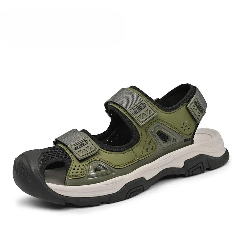 Male Leather Casual Sandals Summer Breathable Slippers Comfortable Beach Shoes