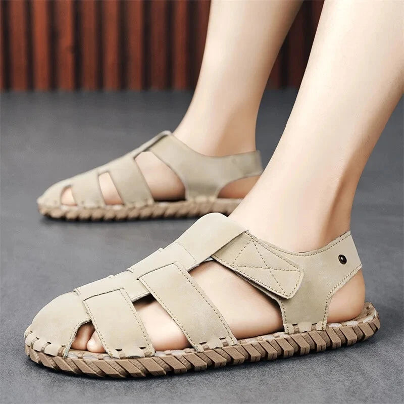 Summer Men's Sandals Handmade Sewing Breathable Beach Slippers Casual Sneakers