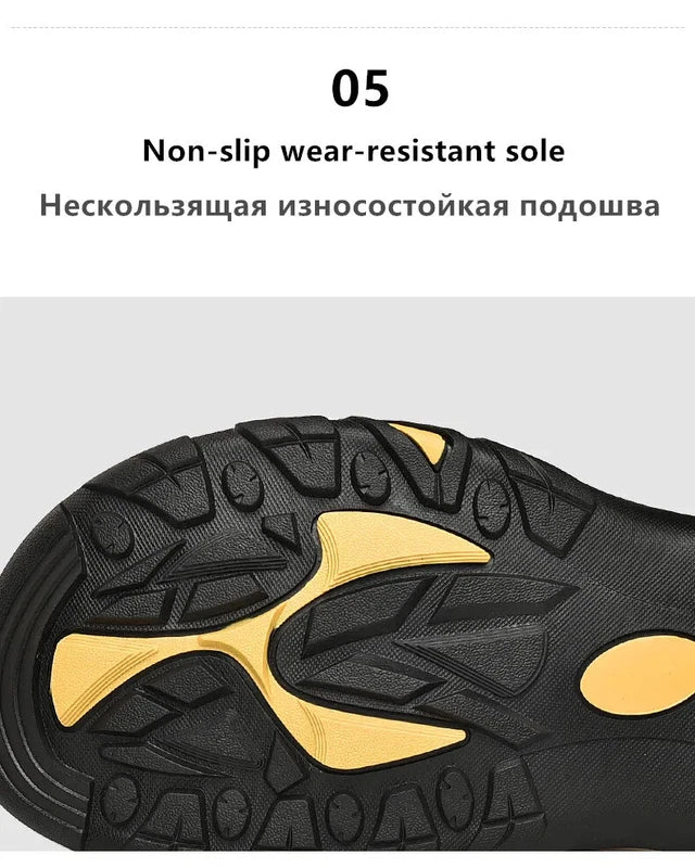 Male Leather Sandals Summer Waterproof Slip on Beach Slippers Comfort Sneakers