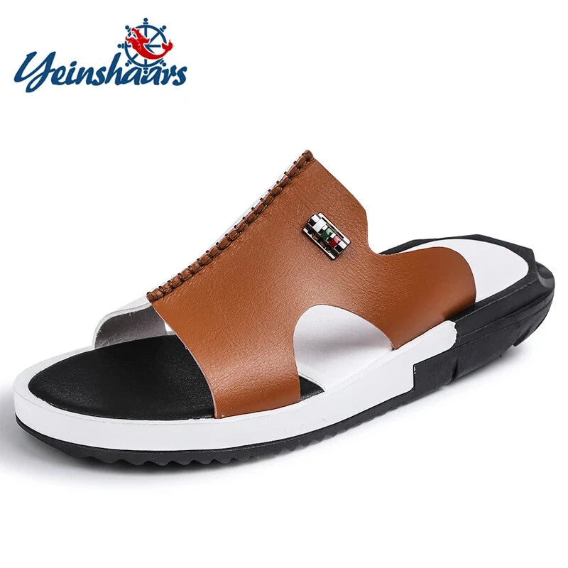 Comfortable Sandals Men Summer Slippers Fashion Peep Toe PU Flip Flops Shoes