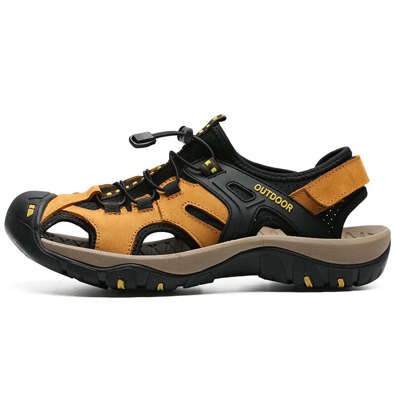 Genuine Leather Men's Casual Sandals Roman Shoes Outdoor Walking Beach Slippers