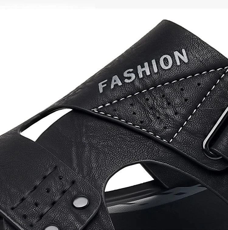 Men's Soft Sole Slippers Non-slip Summer Leather Sandals Leisure Beach Shoes