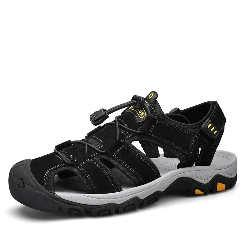Men Handmade Sandals Summer Leather Soft Slippers Light Breathable Beach Shoes