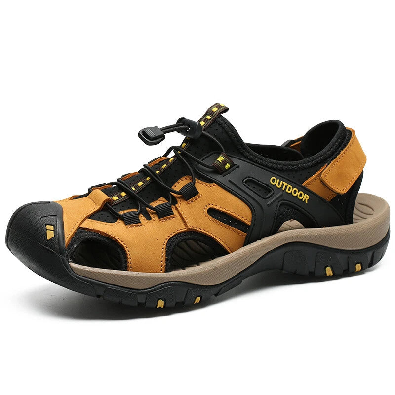 Genuine Leather Men's Casual Sandals Roman Shoes Outdoor Walking Beach Slippers
