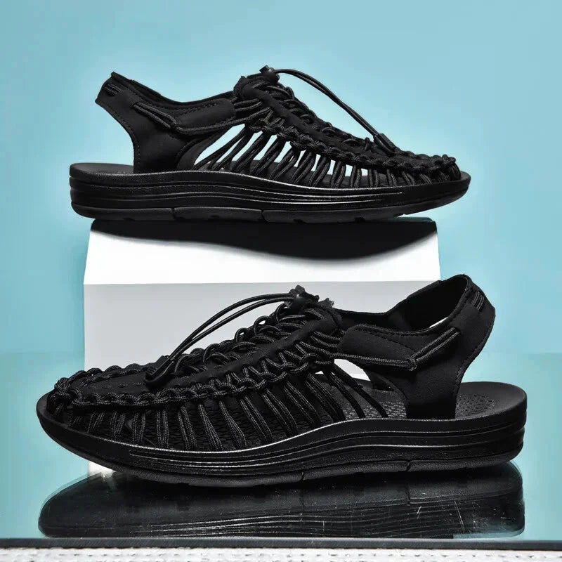 Summer Men Sandals Breathable Mesh Flat Slippers Lightweight Comfort Beach Shoes