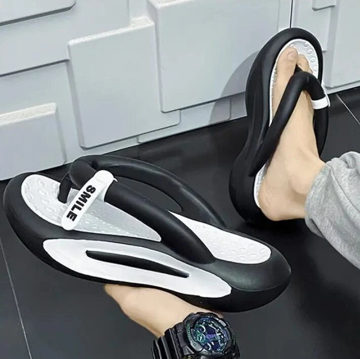Men Women Summer Clip Toe Block Chunky Slippers Thongs Ring Toe Slide Home Beach