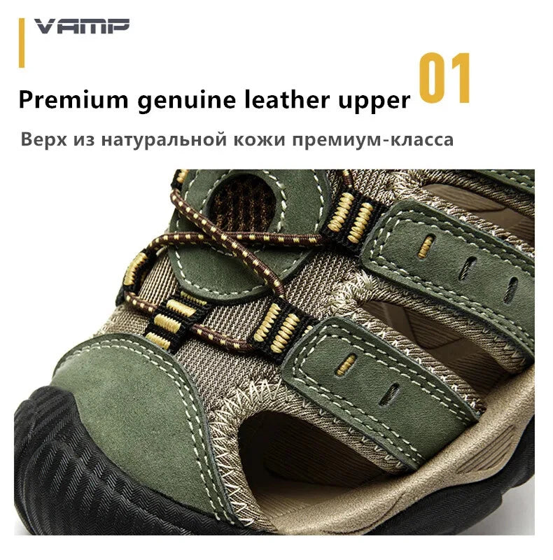 Men's Sandals Soft Leather Sandals Beach Shoes Outdoor Summer Comfort Slippers