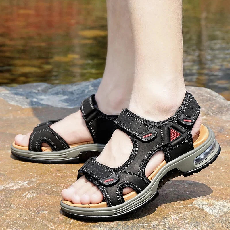 Comfortable Men Sandals Leather Breathable Slippers Handmade Beach Sneakers