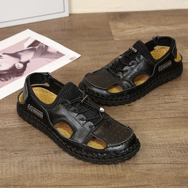 Genuine Leather Men Handmade Casual Sandals Fashion Beach Roman Slippers Sneaker