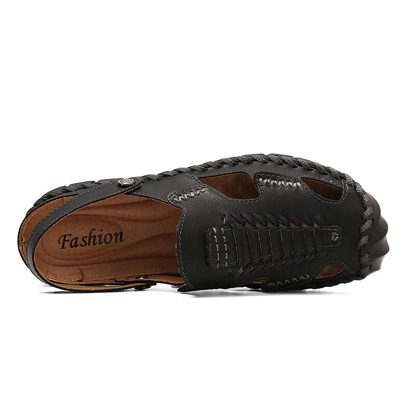 Summer Men Sandals Genuine Leather Handmade Slippers Outdoor Beach Roman Sandals