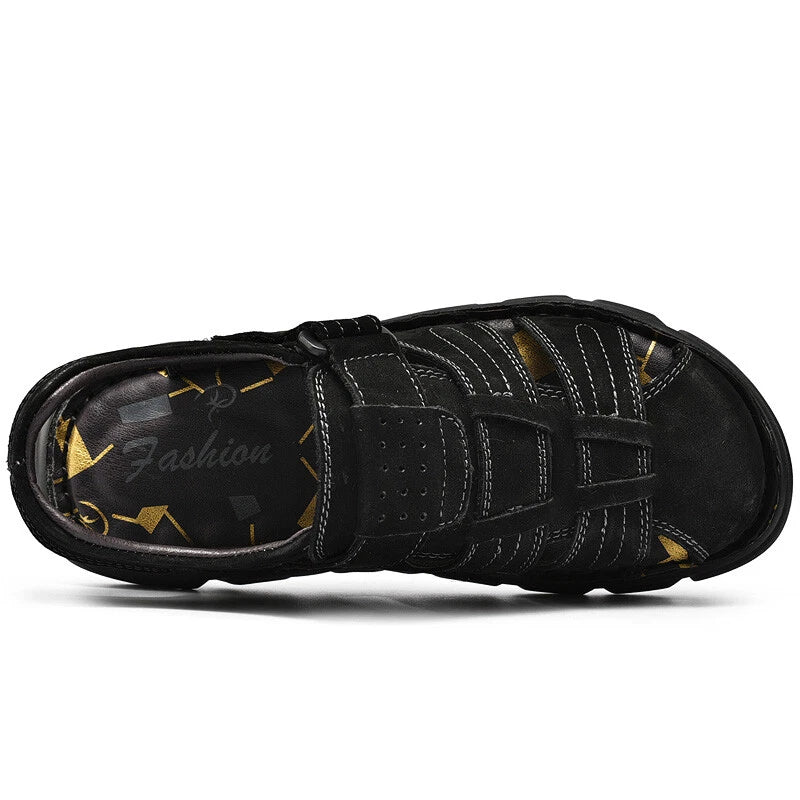 Genuine Leather Men Roman Sandal Handmade Slippers Outdoor Walking Beach Sneaker