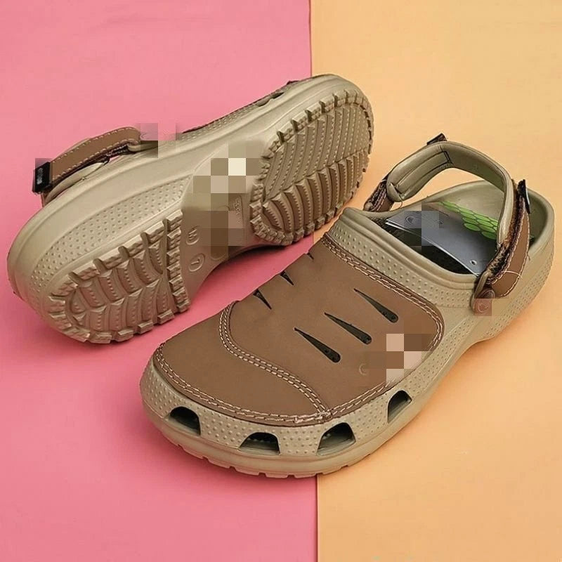 croc leather men's casual beach shoes