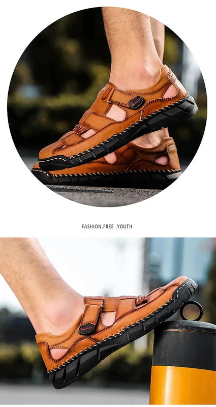 Genuine Leather Sandals Breathable Beach Slippers Comfortable Casual Sneakers
