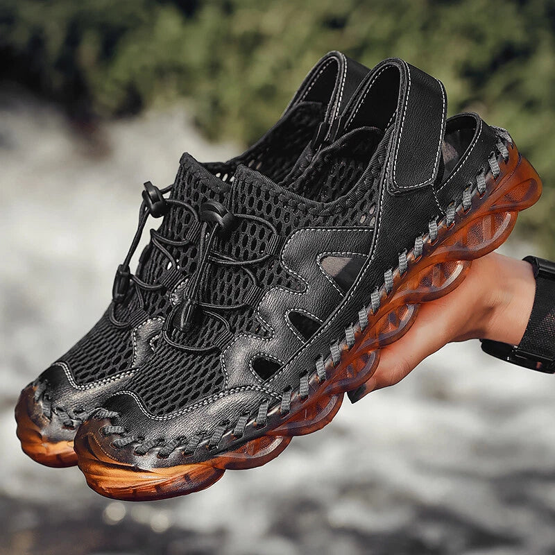 Men Leather Sandals Handmade Casual Shoes Slippers Outdoor Walking Beach Sandals