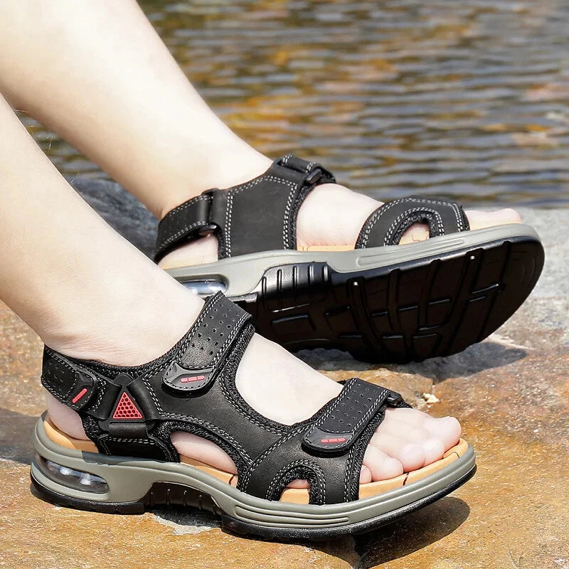Comfortable Men Sandals Leather Breathable Slippers Handmade Beach Sneakers