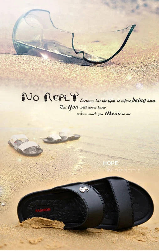 Casual Men Sandals Summer Beach Shoes Leather Slippers Lightweight Sandalias