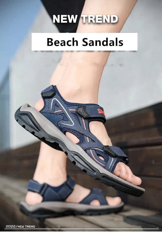 Summer Men Sandals Handmade Soft Beach Slippers Non-Slip Flat Wading Sneakers
