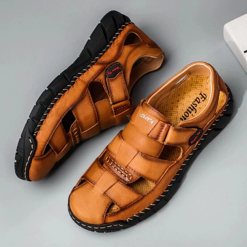 Genuine Leather Sandals Breathable Beach Slippers Comfortable Casual Sneakers