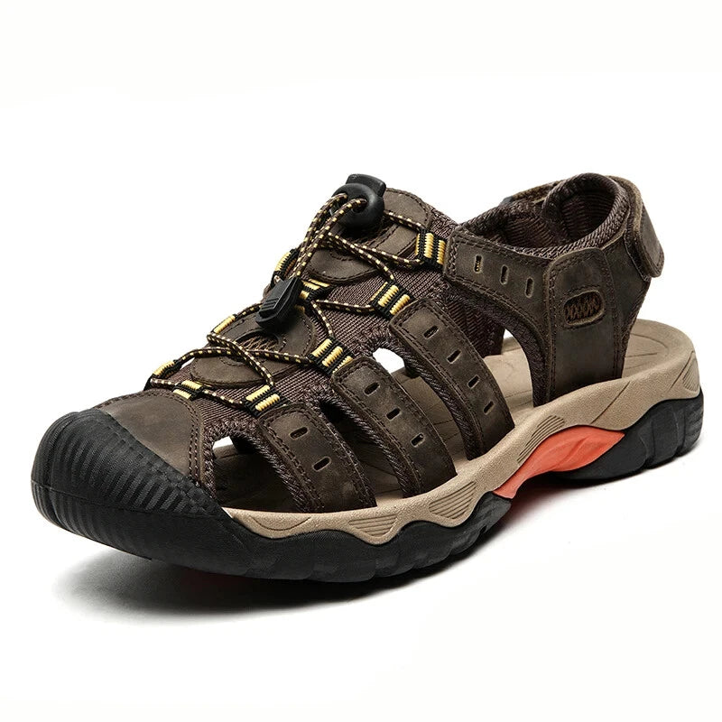 Men's Sandals Soft Leather Sandals Beach Shoes Outdoor Summer Comfort Slippers