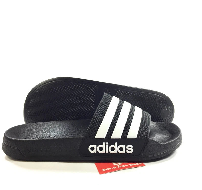 New adidas Men's Adilette CloudFoam Slides Black Sandals Sport Beach Slippers d1