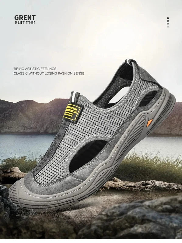 Male Summer Mesh Breathable Casual Sandals Non-slip Beach Shoes Outdoor Slippers