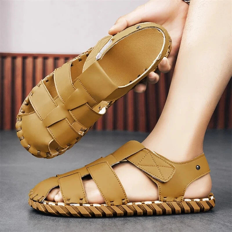 Summer Men's Sandals Handmade Sewing Breathable Beach Slippers Casual Sneakers