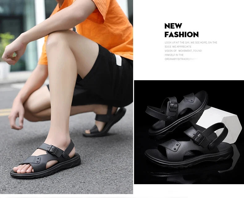 Summer Men's Slippers Sandals Thick-soled Beach Shoes Non-slip Open-toe Sandals