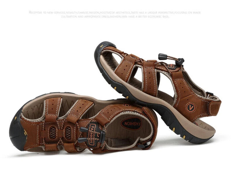 Genuine Leather Men's Roman Shoes Summer Fashion Non-slip Sandals Beach Slippers