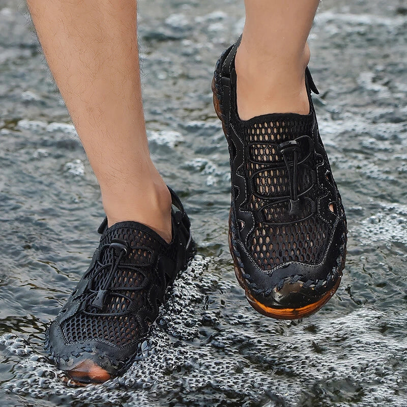 Men Leather Sandals Handmade Casual Shoes Slippers Outdoor Walking Beach Sandals