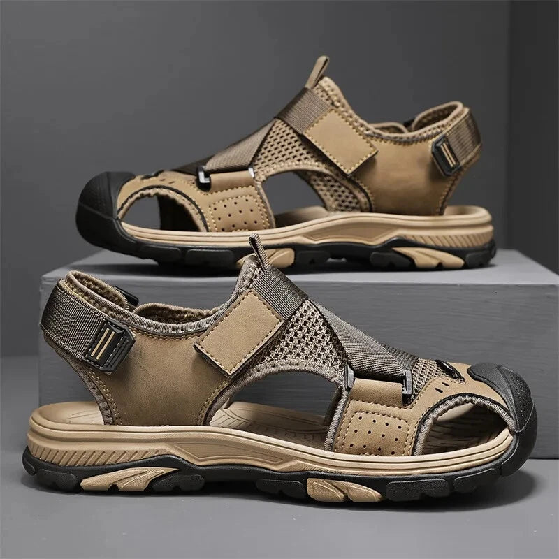 Men Light Casual Sneakers Mesh Breathable Beach Sandals Handmade Roman Slippers