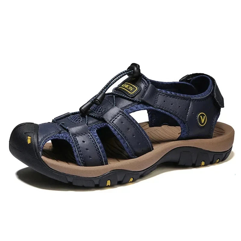 Summer Sandals for Men Classic Outdoor Beach Leather Slippers and Walking Shoes