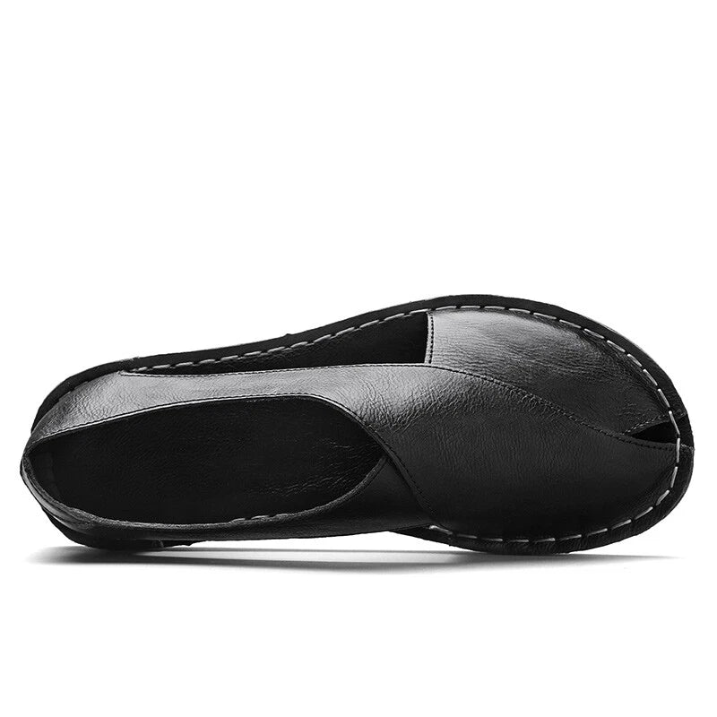 Men’s Leather Sandals Summer Beach Leather Casual Slippers Outdoor Hiking Shoes