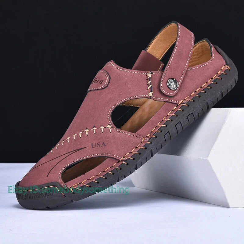 Handmade Summer Sandals Men Breathable Slippers Anti-slip Hollow Beach Shoes