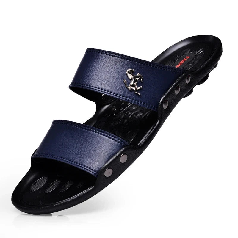 Casual Men Sandals Summer Beach Shoes Leather Slippers Lightweight Sandalias