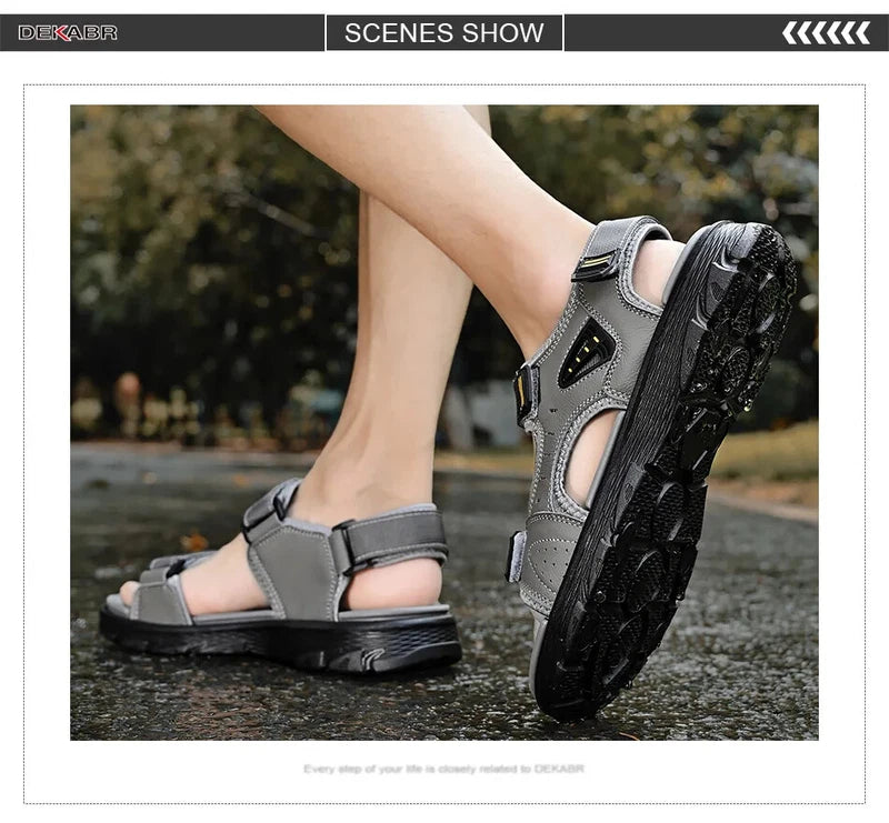 Breathable Men Sandals Leather Comfortable Slippers Lightweight Beach Sneakers