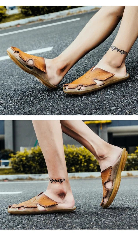 Male Non-Slip Slippers Handmade Soft Beach Sandals Comfort Half Drag Sneakers
