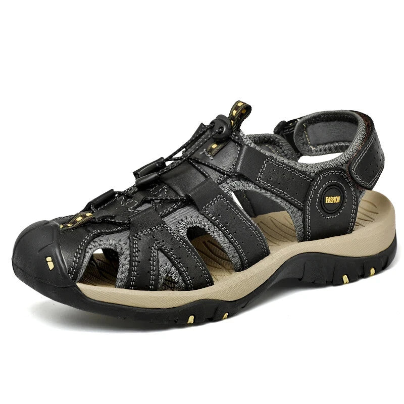 Men Waterproof Leather Sandals Breathable Causal Sneakers Light Beach Slippers
