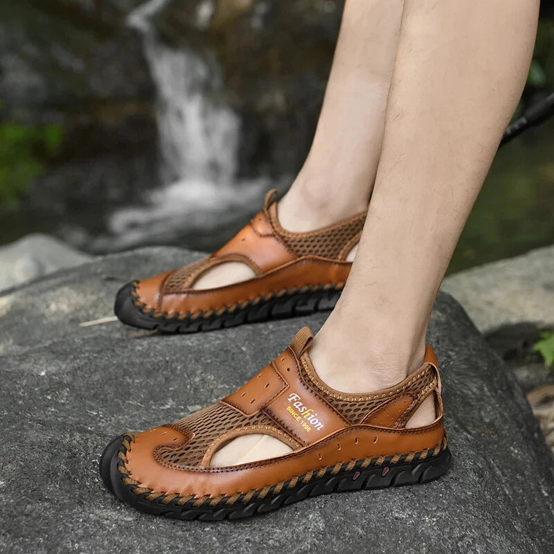 Summer Men Sandals Breathable Mesh Beach Slippers Outdoor Hollow Hiking Shoes