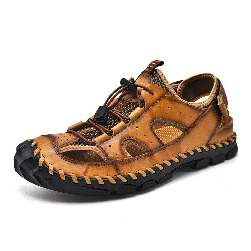 Men's Beach Slippers Sandals Summer Shoes Hollow Out Oversize Round Toe Fashion